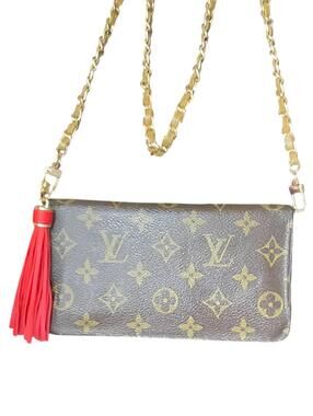 Louis Vuitton Monogram Crossbody Wallet with Red Tassel